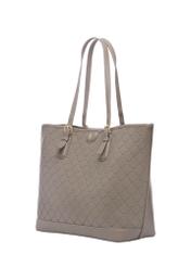 Light brown shopper bag with monogram TOREC-1181-1K(W26), diagonal product view on white background.