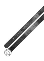 Black women's belt with animal motif PASDS-0172E-98(Z25), product view from above on white background.