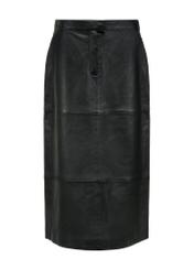 Black Leather Midi Skirt SPCDS-0076-1273(W25)-04