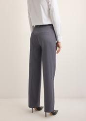 Women's gray pleated trousers SPODT-0125-9D(Z26), side view of the product on the model. Half of the silhouette visible.