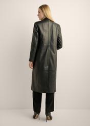 Women's leather coat KURDS-0639-99(Z26). Back view of the product on a model. The entire silhouette is visible.