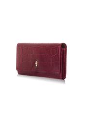 Women's leather pink wallet PORES-0889B-5B(Z26), diagonal product view on white background.