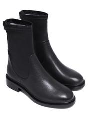 Black leather women's ankle boots BUTYD-1296-99(Z26), diagonal product view on a white background.