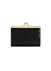 Small black women's wallet with monogram POREC-0422-98(Z25), product view from the back on a white background.