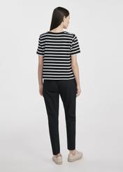 Women's T-shirt in black and white stripes TSHDT-0136-99(W25)-05