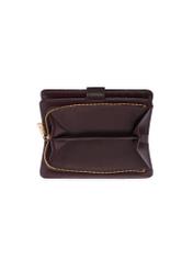 Brown women's wallet with monogram POREC-0391A-1I(Z26), product view inside on white background.
