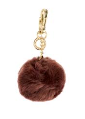 Burgundy pompom keychain BRELOK-117A-49(Z25), product view from the back on a white background.