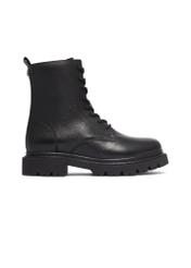 Women's leather ankle boots in black BUTYD-1297-99(Z26), side view of the product on a white background.