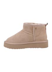 Beige short women's snow boots BUTYD-1138-1K(Z26), side view of the product on a white background.