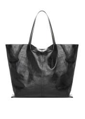 Black large leather shopper bag TORES-1354-99(Z26), product view from the back on a white background.