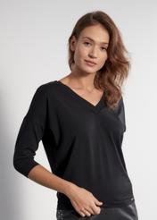 Black women's blouse BLUDT-0156-99(W24)-01