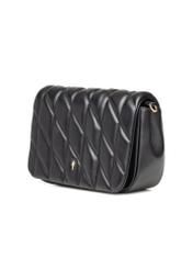 Black women's handbag with stitching TOREC-1151-99(W26), diagonal product view on a white background.