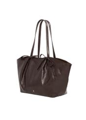 Brown shopper bag with bows TOREC-1378-1H(Z26), diagonal product view on white background.