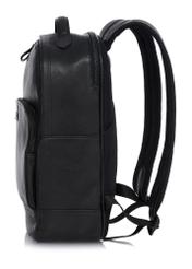 Black large men's leather backpack PLCMS-0020A-99(Z25) - side view of the product on a white background.