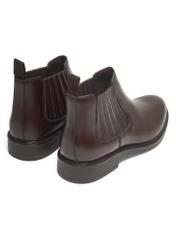 Men's dark brown leather Chelsea boots BUTYM-0583-1I(Z26), product view from the back on a white background.