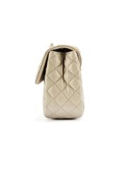 Cream quilted handbag on chain TOREC-0443E-12(Z25), side view of the product on a white background.