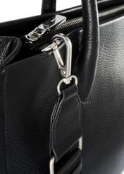 Women's leather handbag in black color TORES-1206-9I(W26), close-up of the product detail on a white background.