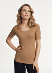 Women's brown basic t-shirt TSHDT-0114-24(Z23)-01