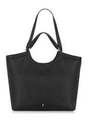 Black imitation leather shopper bag TOREC-0871-99(W24)-01