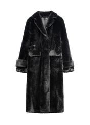 Black long women's fur coat FUTDP-0080-99(Z26), front product view on white background.