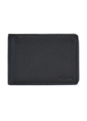 Black small leather men's wallet PORMS-0634A-99(Z25), front product view on white background.