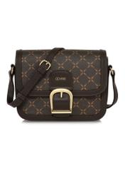 Brown messenger bag with monogram TOREC-0982A-89(Z25) - front view of the product on a white background.