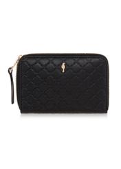 Black leather women's wallet with embossing PORES-0836A-99(W23)-01