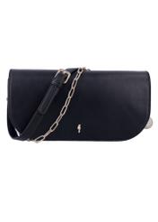 Small black elegant women's handbag with chain TOREC-1388-99(Z26), front product view on white background.