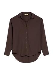 Brown women's long sleeve shirt KOSDT-0178-12(W25), front product view on white background.