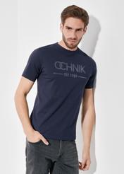 Men's navy blue T-shirt with logo TSHMT-0095-68(W24)-01