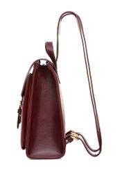 Burgundy medium elegant women's backpack TOREC-0985A-49(Z25), product view sideways on white background.