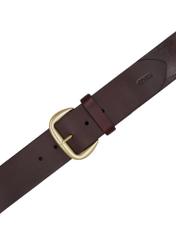 Wide brown leather women's belt PASDS-0349-1I(Z26), top view of the product on a white background.