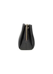 Black leather women's shoulder bag TORES-1244-99(W26), product view from the side on a white background.