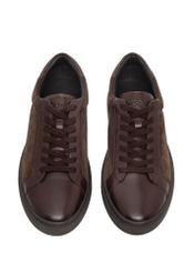 Men's dark brown leather sneakers BUTYM-0544-1I(Z26), front product view on white background.