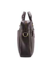 Brown leather men's briefcase TORMS-0503-1I(W26) - side view of the product, on a white background.