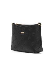 Black women's handbag with monogram TOREC-1159-9P(W26) - diagonal view of the product on a white background.