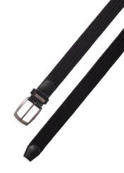 Black braided men's belt PASMT-0004-99(Z26), view of the product clasp on a white background.
