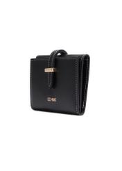 Black leather women's wallet PORES-1007-99(Z26), diagonal product view on white background.