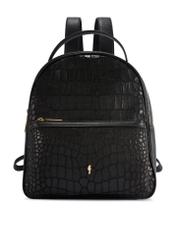 Black medium croco women's backpack TOREC-0920-9G(W26), product view from the front on a white background.
