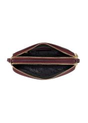 Small women's leather handbag in burgundy color TORES-1152-4D(Z26), product view from the inside on a white background.