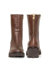 Brown insulated leather women's ankle boots BUTYD-1133-89(Z24)-05