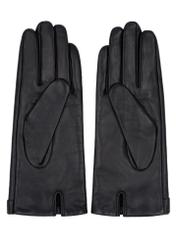 Black women's leather gloves REKDS-0104-99(Z26), front product view on white background.