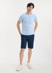 Light blue men's cotton T-shirt TSHMT-0100-60(W25), front view of the product on the model. The entire silhouette is visible.