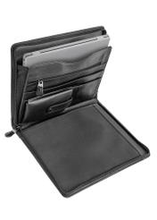 Men's black leather briefcase TORMS-0410R-9I(W26), product view inside on white background.