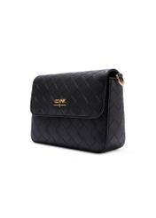 Black woven women's handbag TOREC-0767-9P(W26) - diagonal product view, on a white background.