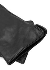 Women's brown leather gloves REKDS-0001A-1I(Z26), close-up of product detail, view on white background.