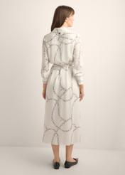 White long viscose dress SUKDT-0285-0P(Z26), product view from the back on the model, the whole silhouette is visible.