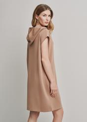 Hooded dress in camel color SUKDT-0198-24(W24)-03