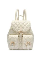 Cream quilted women's backpack TOREC-1195-0A(W26) - front product view, on white background.