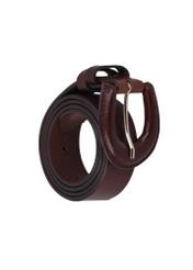 Brown leather women's belt PASDS-0356-1I(Z26), diagonal product view on white background.